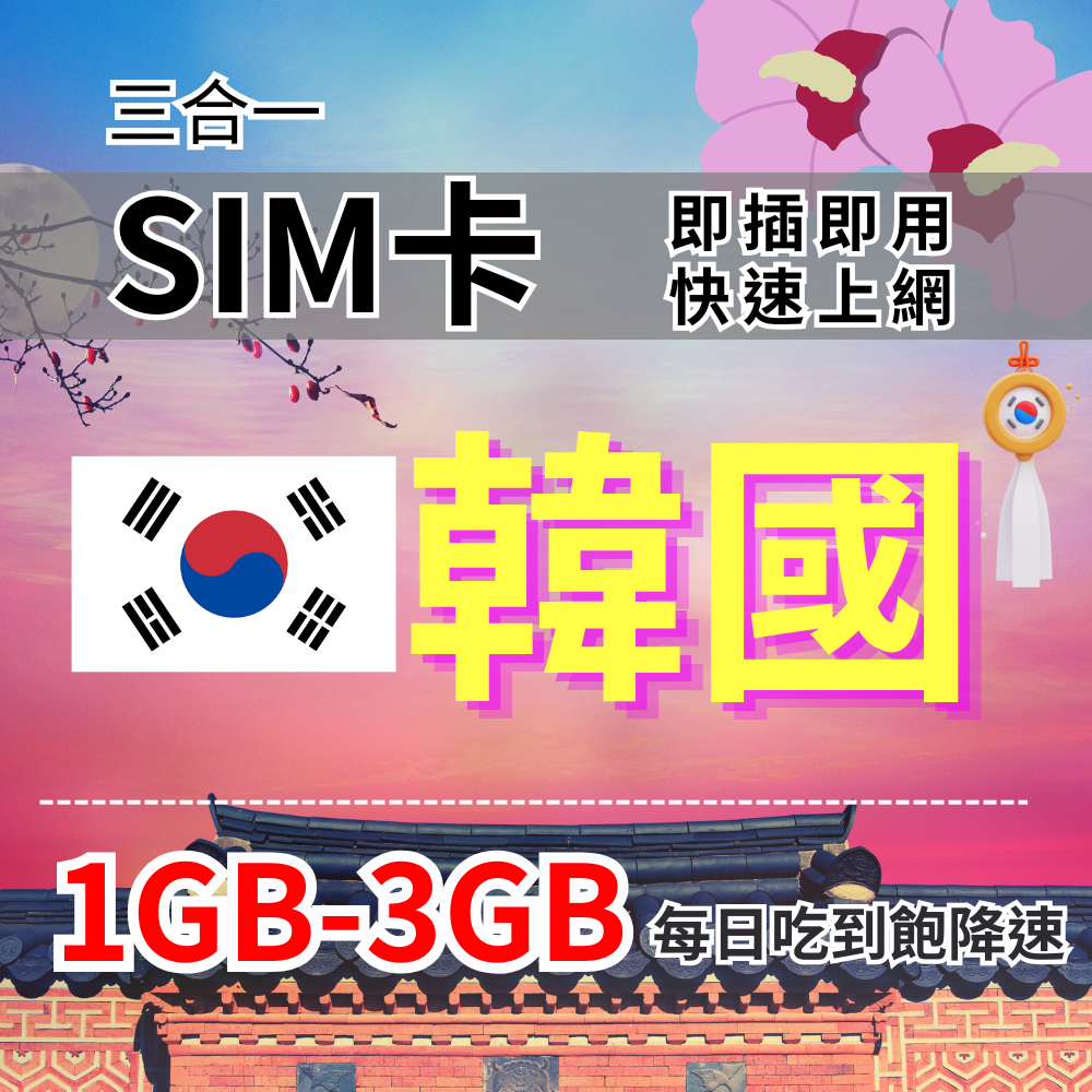 【實體卡】韓國上網SIM卡｜每日高速流量｜降速128Kbps續無限｜SKT電信-J