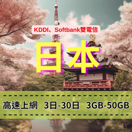 【eSIM】日本5G高速上網｜KDDI 、Softbank 雙大電信自由切換｜總量前高速無限、超量後降速不斷線，日本全境暢遊上網