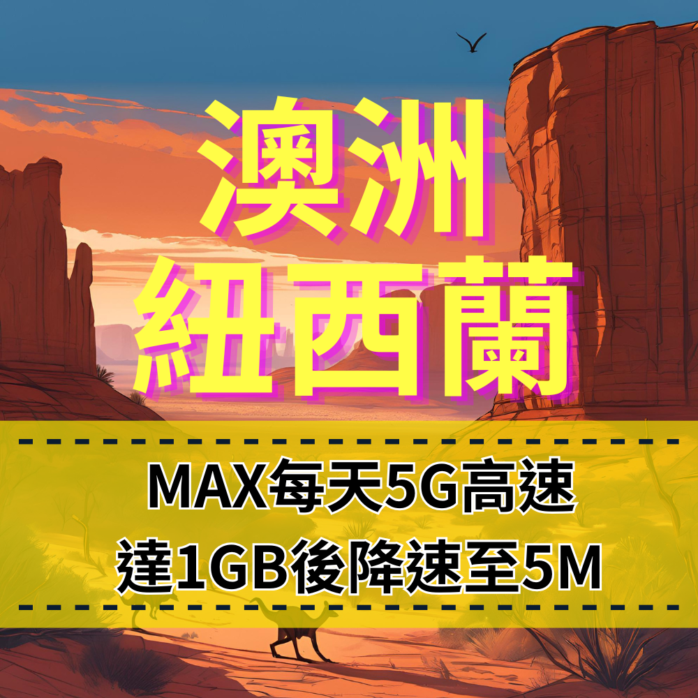 【eSIM】MAX紐澳每日5G高速上網｜達1GB流量後，降速至5M吃到飽｜Optus、TNZ 電信｜高速暢遊無阻